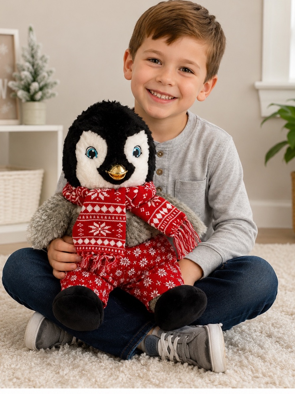 Build-A-Bear Black, White & Red Holiday Penguin Plush